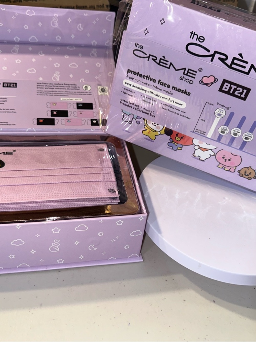 BT21 Pink Protective Face Masks (2 boxes)